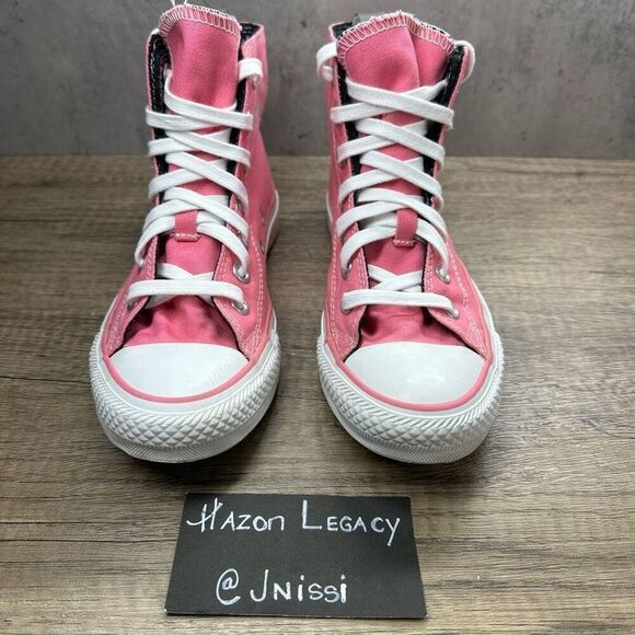 Converse~Women’s~Chuck Taylor All Star Pink Double Tongue Hi Top Sneakers~Size 6 - Picture 3 of 8